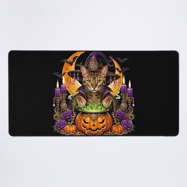 Item preview, Bengal Cat Witch Halloween Cauldron designed and sold by MoonStitch.