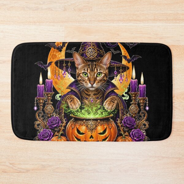 Item preview, Bengal Cat Witch Halloween Cauldron designed and sold by MoonStitch.