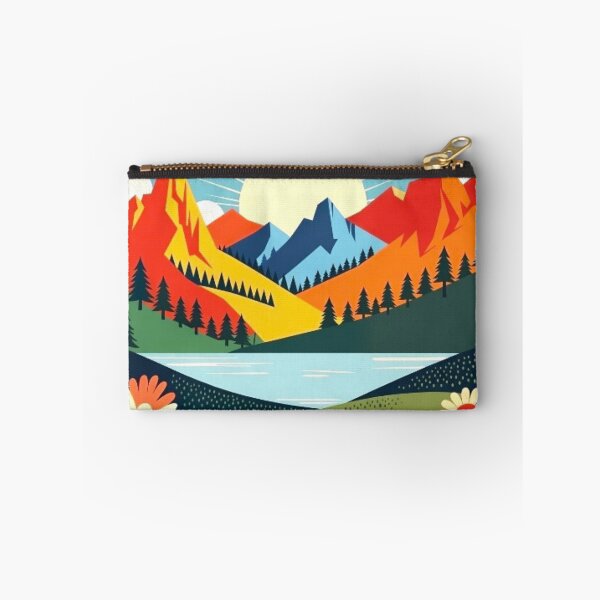 Item preview, Folk Art Mountain Sunrise - Whimsical Lake Nature Illustration designed and sold by Nexus Space.
