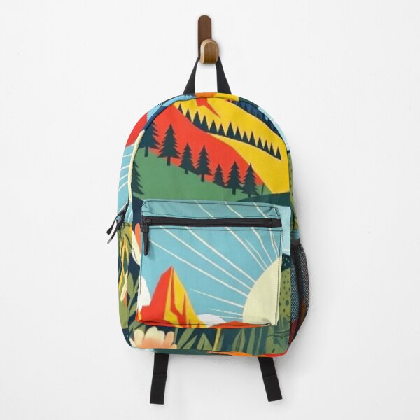 Item preview, Folk Art Mountain Sunrise - Whimsical Lake Nature Illustration designed and sold by Nexus Space.