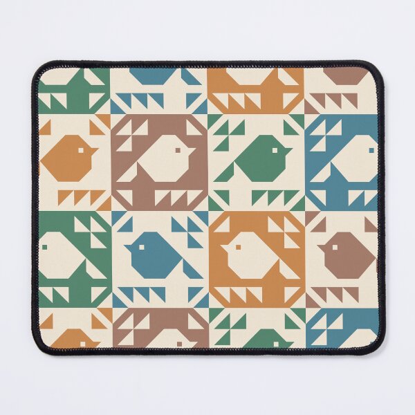 Item preview, Sparrows Quilt Blocks Green Orange Brown Petrol Blue designed and sold by Pinkdeer Designs.