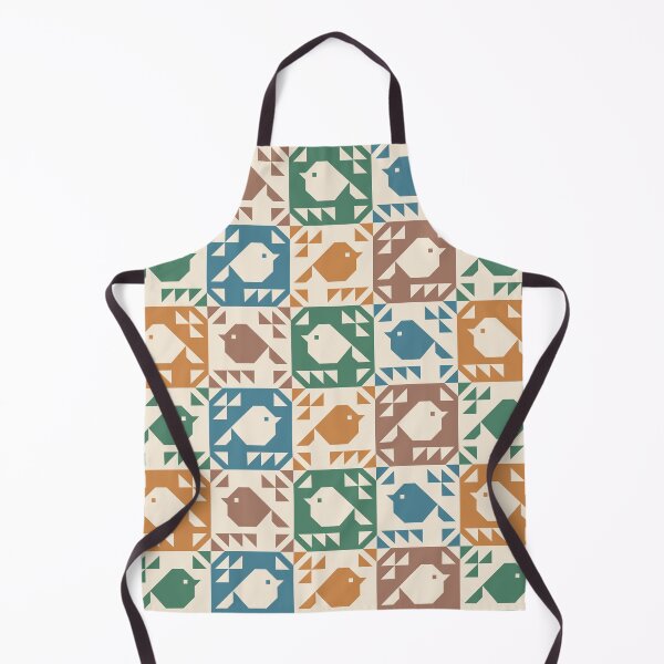 Item preview, Sparrows Quilt Blocks Green Orange Brown Petrol Blue  designed and sold by Pinkdeer Designs.