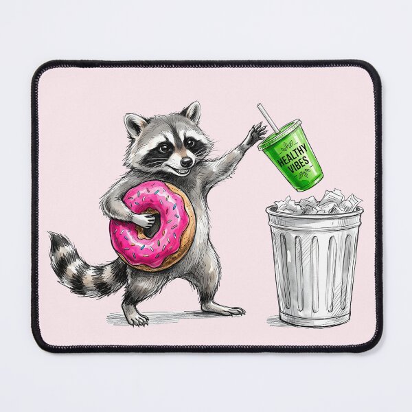 Item preview, Trash Panda Donut Over Healthy Vibes Funny Raccoon designed and sold by SoulPT.