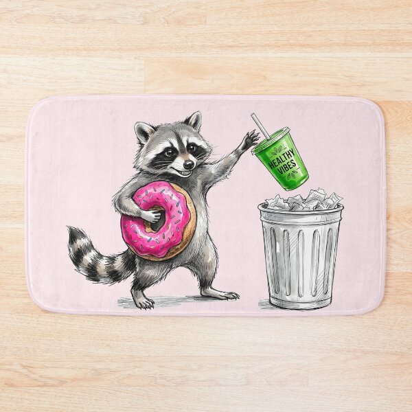 Item preview, Trash Panda Donut Over Healthy Vibes Funny Raccoon designed and sold by SoulPT.