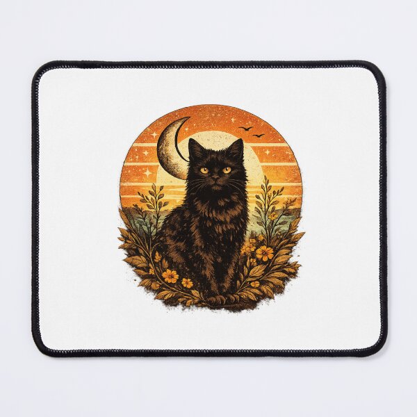 Item preview, Black Cat with Sunflower Wreath designed and sold by Maniwarsi.