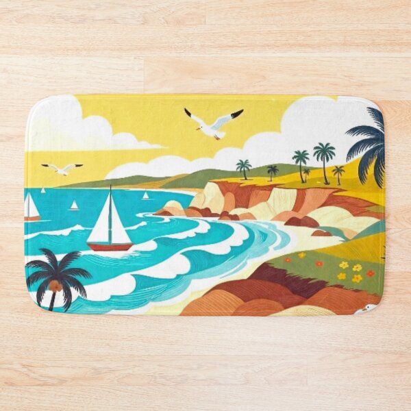Item preview, Folk Art Tropical Coast - Whimsical Ocean Beach Illustration designed and sold by Nexus Space.