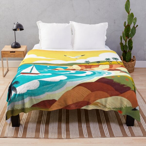 Item preview, Folk Art Tropical Coast - Whimsical Ocean Beach Illustration designed and sold by Nexus Space.