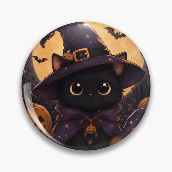 Item preview, Cute Black Cat Witch Halloween Pumpkin designed and sold by Soluna Studio.
