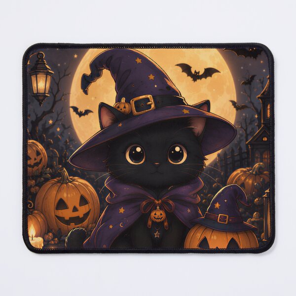 Item preview, Cute Black Cat Witch Halloween Pumpkin designed and sold by Soluna Studio.