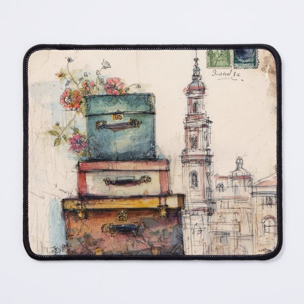 Item preview, Vintage Suitcases Travel Illustration Art Print designed and sold by MarkedArtPrints.