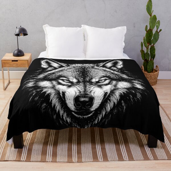 Item preview, Fierce Wolf Head | Black & White Wildlife Art | Minimalist Predator Design designed and sold by naturalsurvival.