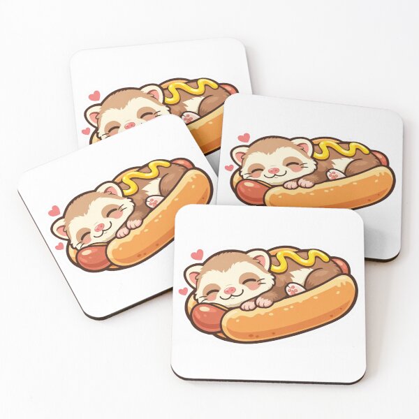 Item preview, Cute Ferret Hotdog - Kawaii Animal Fast Food Sticker designed and sold by AuraArtistica.