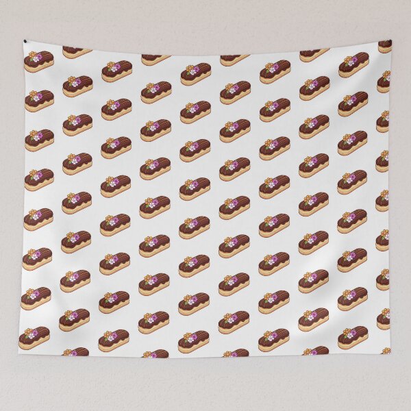 Aperçu de l'œuvre Autocollant Éclair au Chocolat – Pâtisserie française avec décor floral, autocollant en vinyle pour ordinateur portable, bouteille d'eau et carnet créée et vendue par Pandey14.