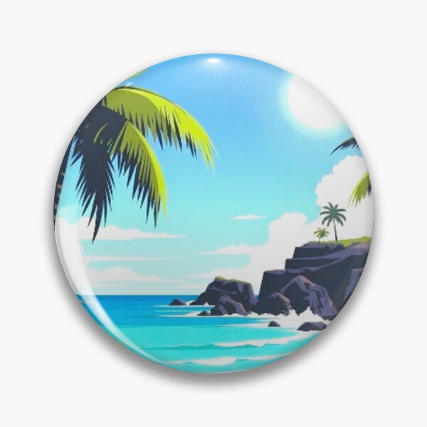 Item preview, Tropical Palm Beach - Graphic Folk Art Ocean Seascape designed and sold by Nexus Space.