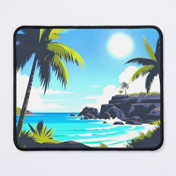 Item preview, Tropical Palm Beach - Graphic Folk Art Ocean Seascape designed and sold by Nexus Space.
