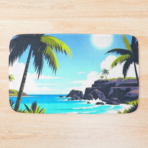 Item preview, Tropical Palm Beach - Graphic Folk Art Ocean Seascape designed and sold by Nexus Space.