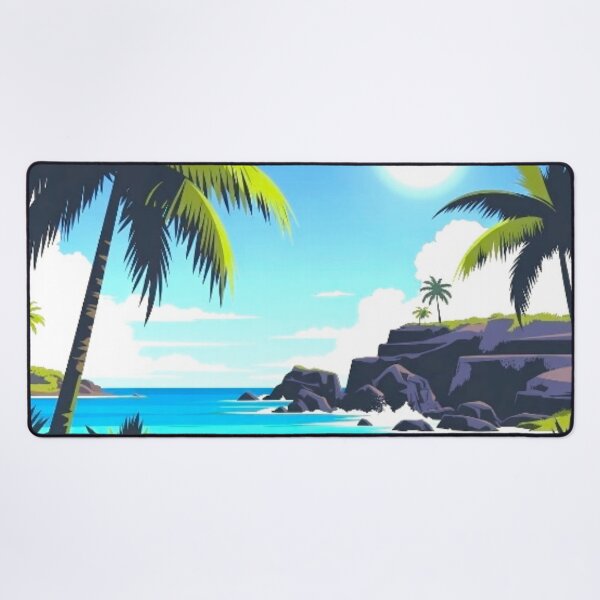 Item preview, Tropical Palm Beach - Graphic Folk Art Ocean Seascape designed and sold by Nexus Space.