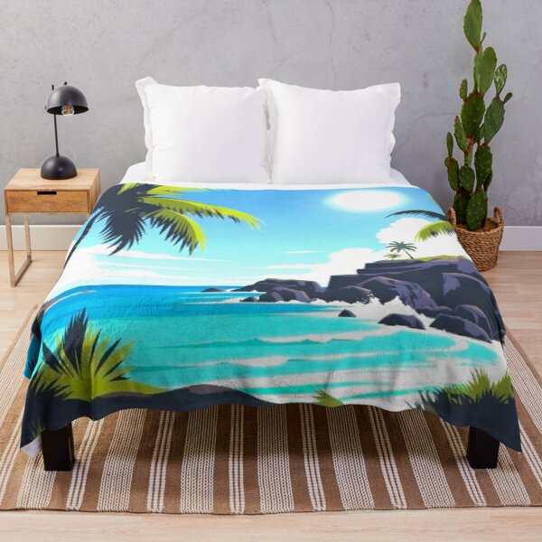 Item preview, Tropical Palm Beach - Graphic Folk Art Ocean Seascape designed and sold by Nexus Space.