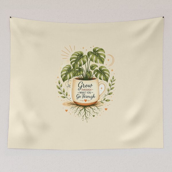 Item preview, Grow Through What You Go Through | Monstera Plant in Coffee Mug | Cozy Botanical Quote Design designed and sold by NovaNest  Studio.