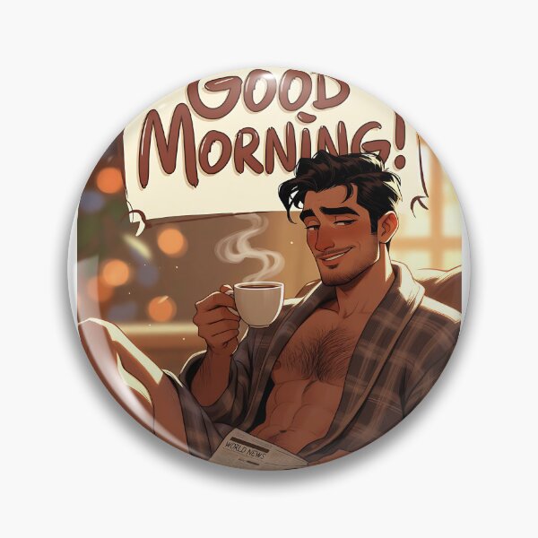 Item preview, Good Morning Handsome Man Coffee Bathrobe Art designed and sold by ZhivanCrimson.
