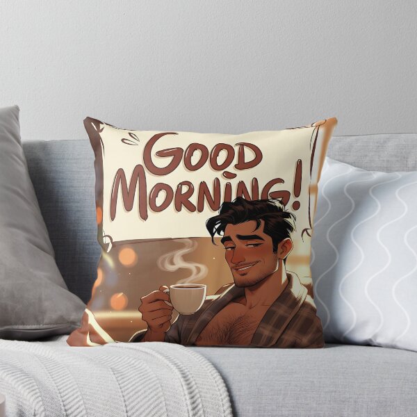 Item preview, Good Morning Handsome Man Coffee Bathrobe Art designed and sold by ZhivanCrimson.