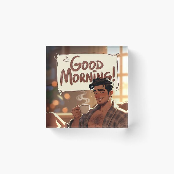 Item preview, Good Morning Handsome Man Coffee Bathrobe Art designed and sold by ZhivanCrimson.