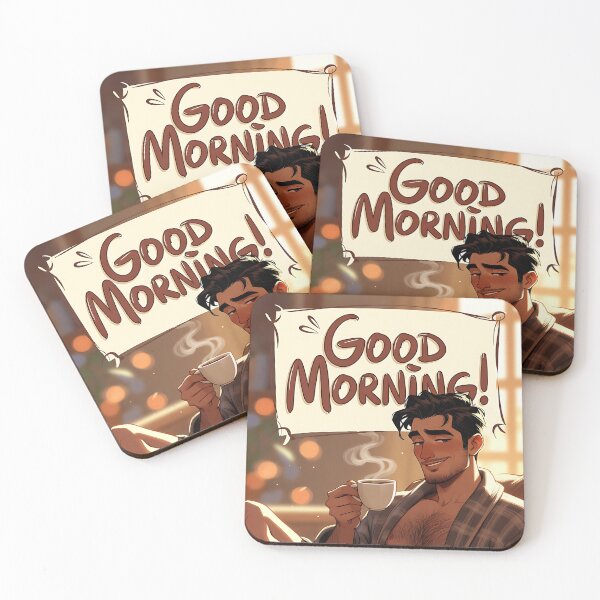Item preview, Good Morning Handsome Man Coffee Bathrobe Art designed and sold by ZhivanCrimson.