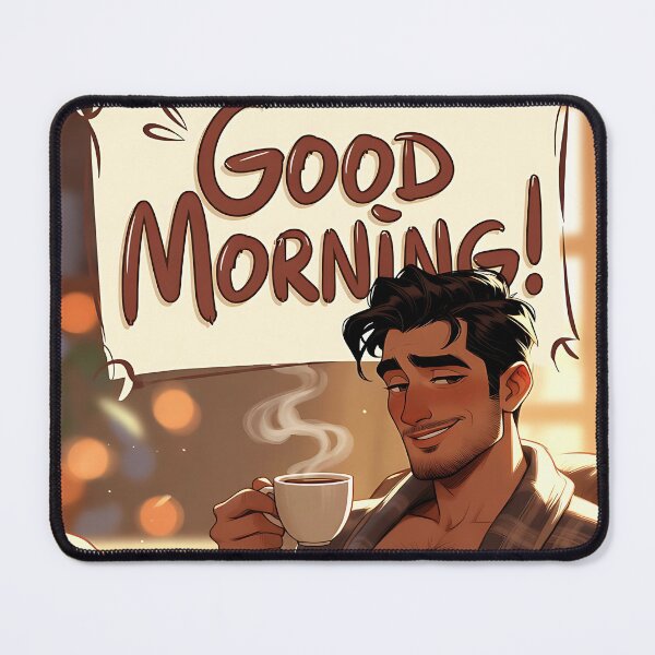 Item preview, Good Morning Handsome Man Coffee Bathrobe Art designed and sold by ZhivanCrimson.