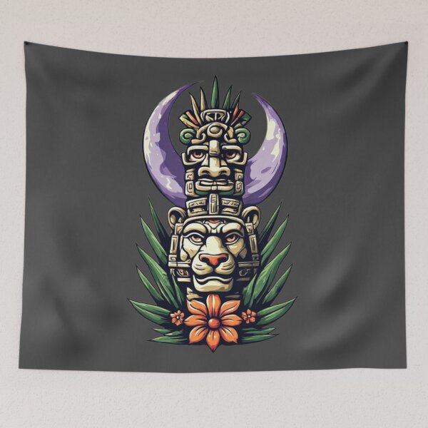 Item preview, Mayan Totem with Crescent Moon | Elysium Echoes Icon designed and sold by Shift-Bloom.