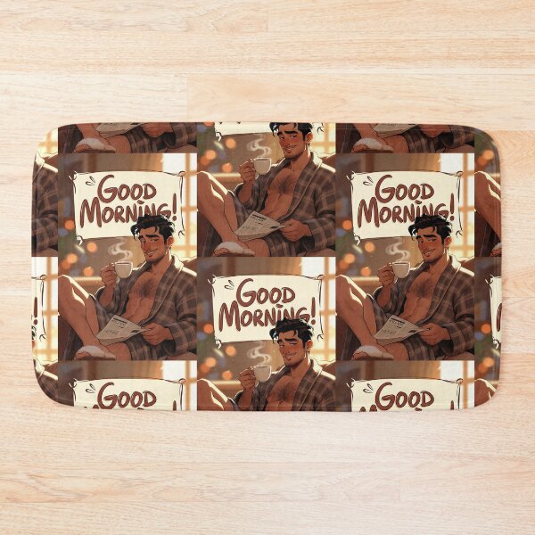Item preview, Good Morning Handsome Man Coffee Bathrobe Art designed and sold by ZhivanCrimson.