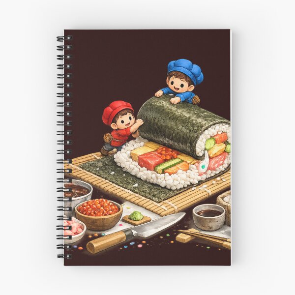 Item preview, Tiny Workers Rolling Giant Sushi | Funny Food Art Design designed and sold by VasiArtLab.