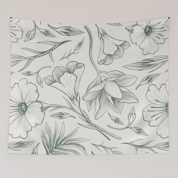Item preview, Vintage Botanical Field Flowers Pattern - Sage Green Cottagecore Art designed and sold by LYAN-STORE.