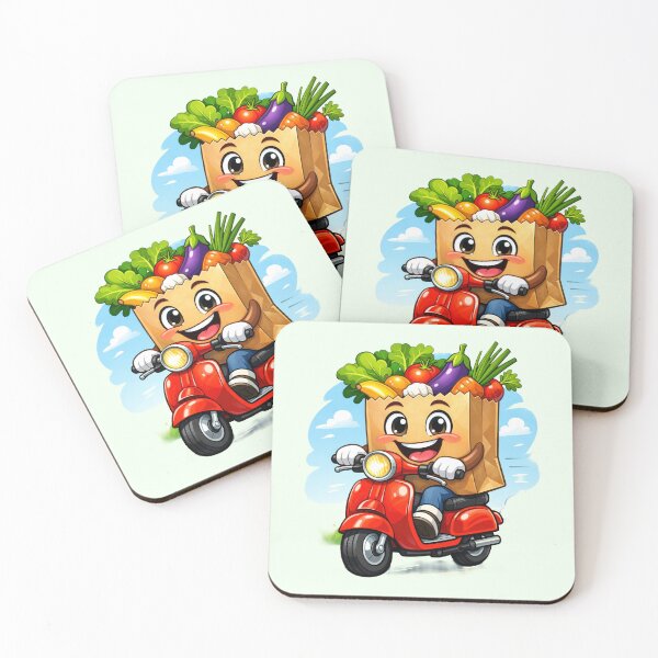 Item preview, Cute Food Delivery Scooter: Fresh Vegetables Mascot Art designed and sold by CreativeArtistL.
