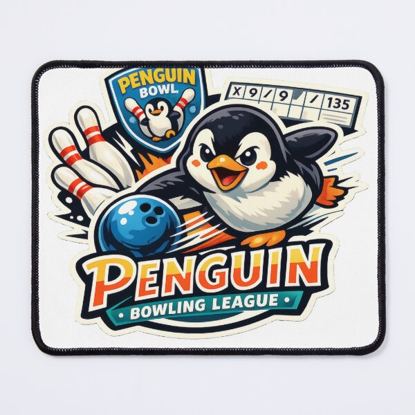 Item preview, Penguin Bowling League Retro Sports Mascot designed and sold by TheRealTaria.