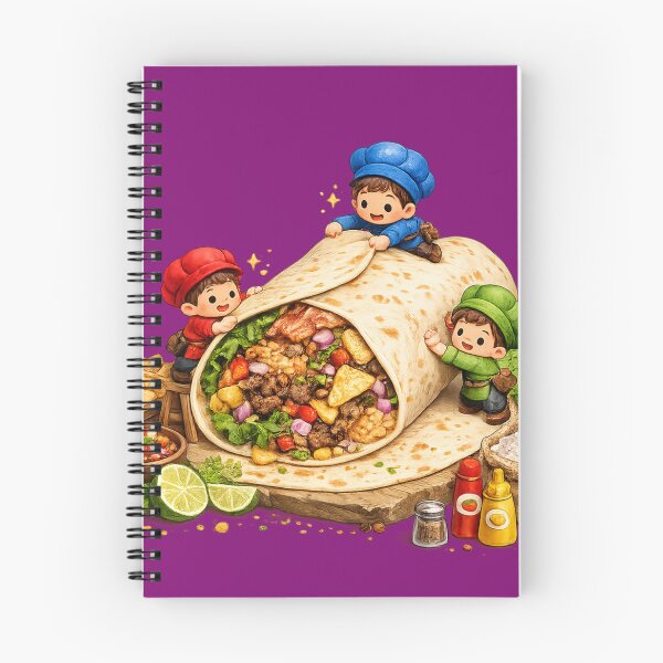 Item preview, Tiny Workers Wrapping Giant Burrito | Funny Food Art Design designed and sold by VasiArtLab.