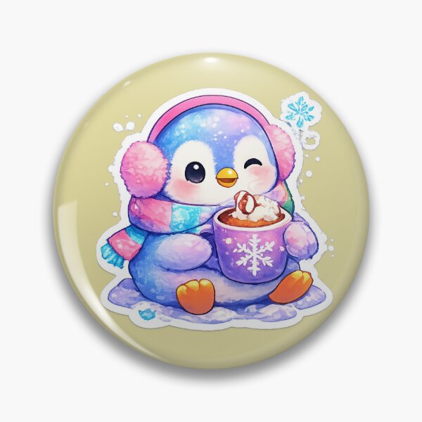 Item preview, Cute Winter Penguin Drinking Hot Cocoa Sticker | Kawaii Snow Penguin | Cozy Christmas Animal Sticker designed and sold by StyloStudio.