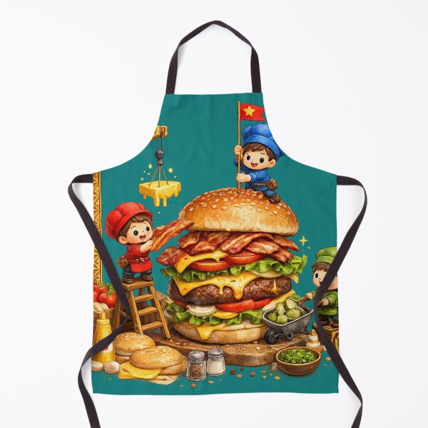 Artikelvorschau, Tiny Workers Building Giant Burger | Funny Food Art Design entworfen und verkauft von VasiArtLab.