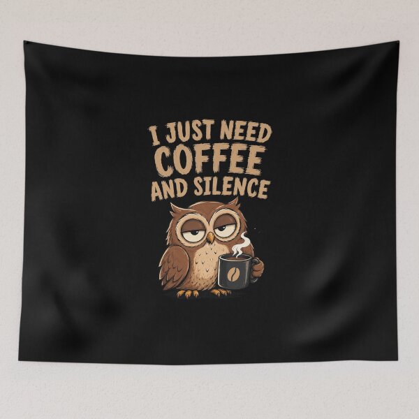Item preview, I Just Need Coffee And Silence Funny Owl designed and sold by Digital Dreamtales.