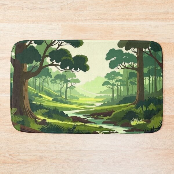 Item preview, Tranquil Forest Valley Stream - Earthy Woodland Landscape Art designed and sold by Nexus Space.