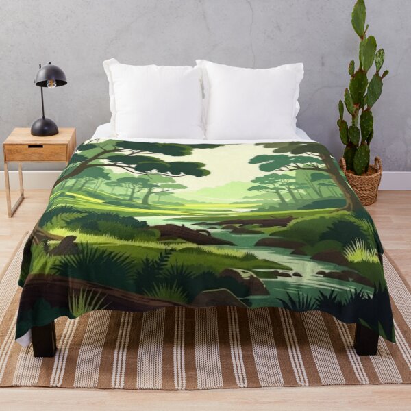 Item preview, Tranquil Forest Valley Stream - Earthy Woodland Landscape Art designed and sold by Nexus Space.