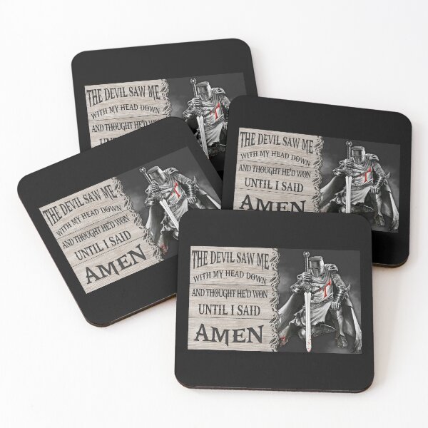 Item preview, The Devil Saw Me With My Head Down Until I Said Amen Knight Templar Christian Faith Quote Gift designed and sold by HappyGrandmaUB.