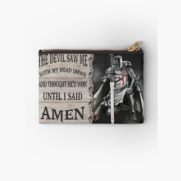 Item preview, The Devil Saw Me With My Head Down Until I Said Amen Knight Templar Christian Faith Quote Gift designed and sold by HappyGrandmaUB.