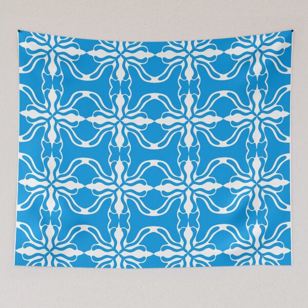 Item preview, Elegant Sky Blue and White Mediterranean Damask Seamless Pattern designed and sold by VOYID ART STUDIO.