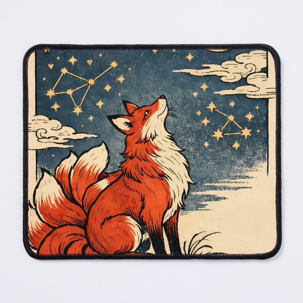 Item preview, Celestial Kitsune Fox - Japanese Ukiyo-e Starry Night Poster designed and sold by AuraArtistica.
