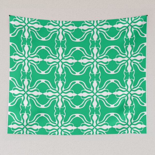 Item preview, Elegant Emerald Green and White Mediterranean Damask Seamless Pattern designed and sold by VOYID ART STUDIO.