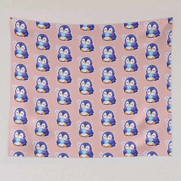 Item preview, Cute Penguin Holding Snowflake Sticker | Kawaii Winter Penguin | Cozy Snow Animal | Pastel Blue Penguin Gift designed and sold by StyloStudio.