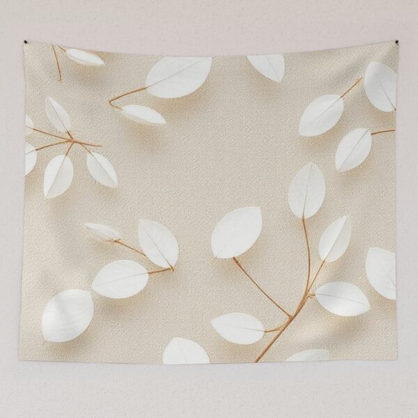 Item preview, Minimalist 3D Paper Leaves Pattern - Aesthetic Beige Boho Botanical Art designed and sold by LYAN-STORE.
