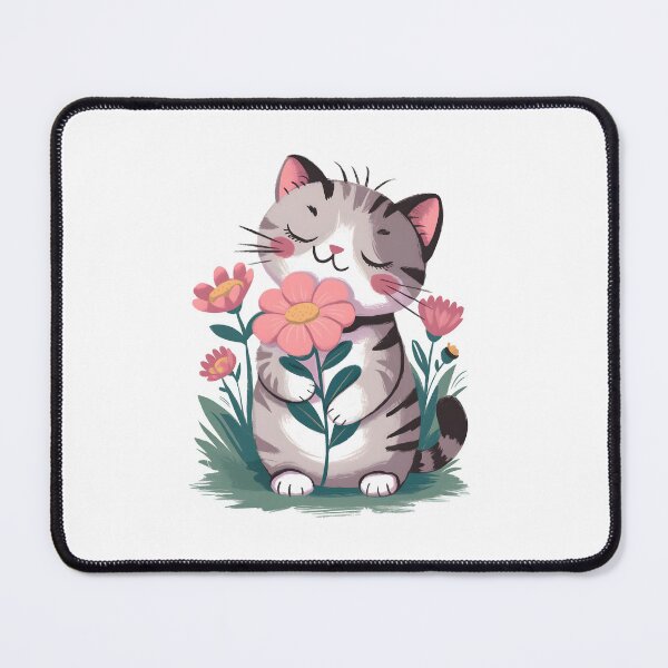 Item preview, Cute Watercolor Cat with Flowers designed and sold by BobaTeeStore.