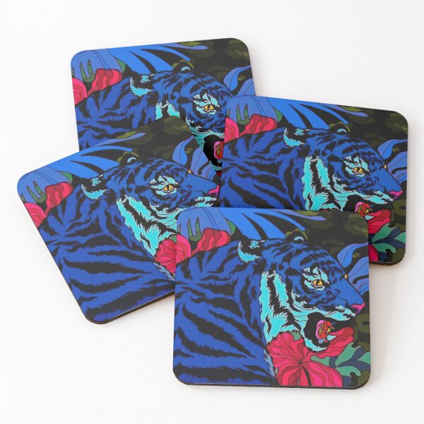 Item preview, Pop Art Blue Tiger Roaring in Tropical Jungle designed and sold by veyraatelier.