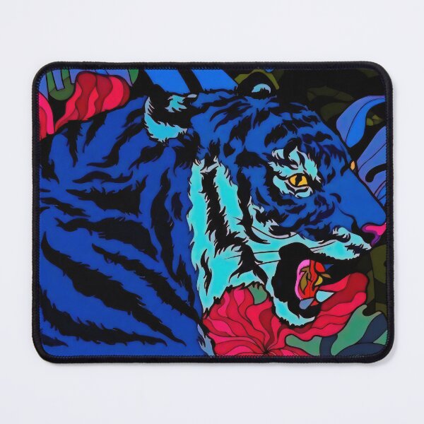 Item preview, Pop Art Blue Tiger Roaring in Tropical Jungle designed and sold by veyraatelier.